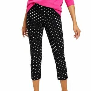 Polka Dot Cropped Pants - Black and White